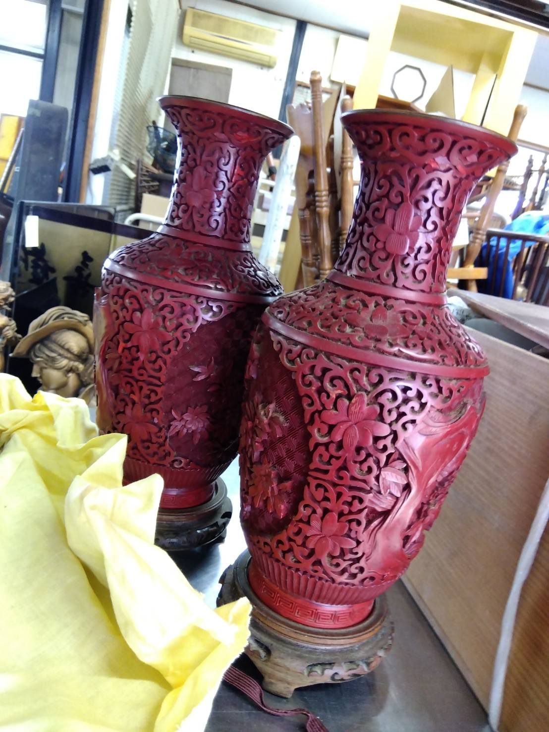 清朝末期の堆朱花活